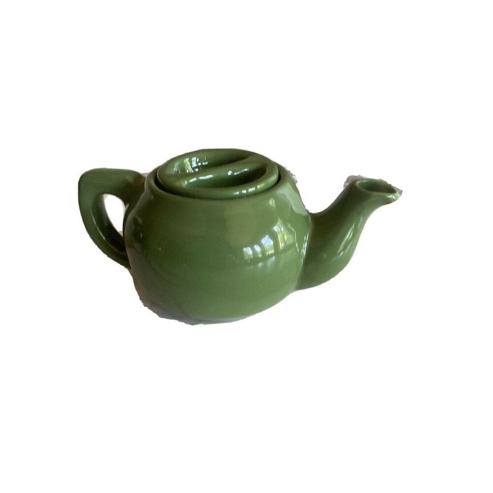 Vintage Green Ceramic Teapot‎ Lid 2-Cup Capacity Mid-Century Design
